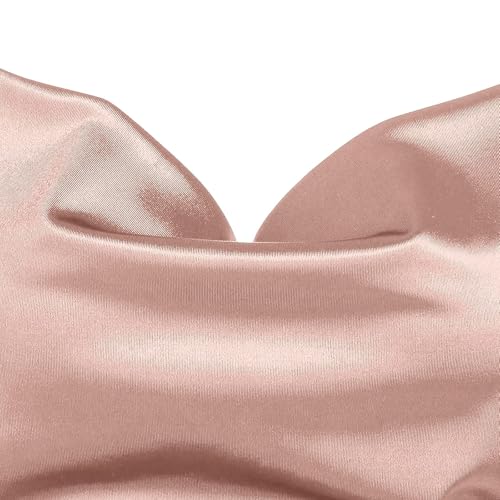 ZAFUL Women's Satin Sleeveless Spaghetti Strap Mini Dress Sexy Slip Cowl Neck Silky Cocktail Party Dresses(Pink-F, S) - Image 2
