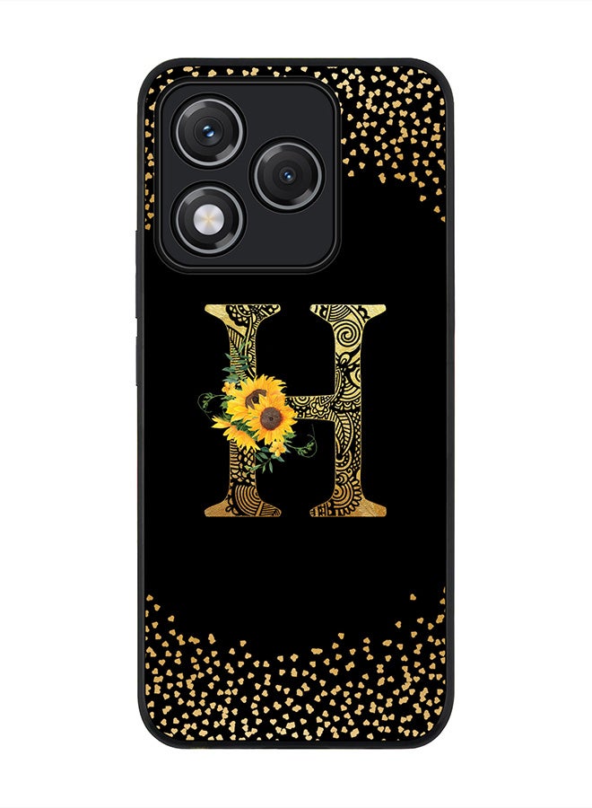 For Honor 400 Lite Case,Slim fit Camera Protection, Shockproof Thin Phone cover  - Custom Floral Monogram - H ( Black )