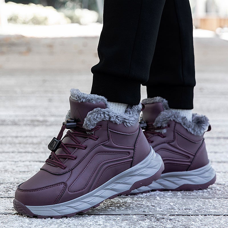 Winter Thick Warm Cotton-Padded Shoes Non-Slip Old Shoes Leather Surface Fleece-Lined Walking Shoes Mom And Dad Shoes Sneaker - Image 3