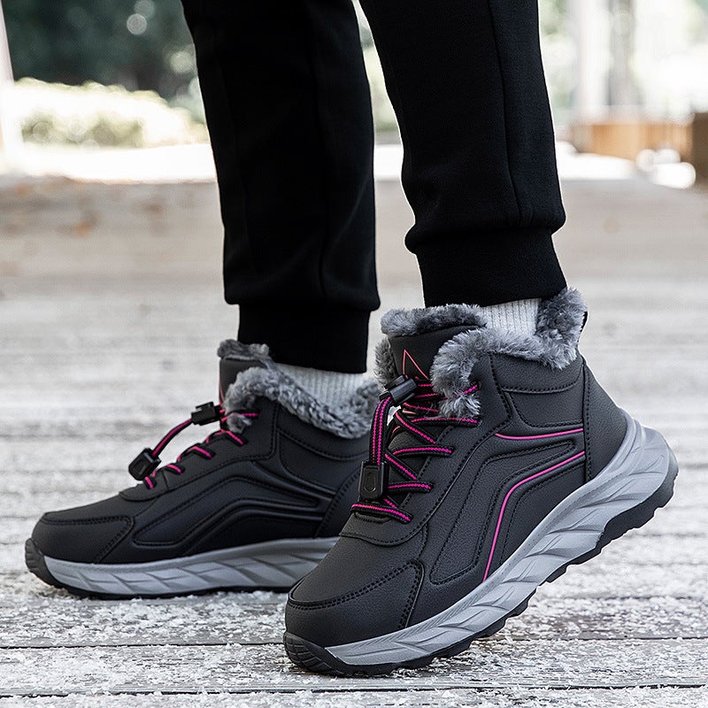 Winter Thick Warm Cotton-Padded Shoes Non-Slip Old Shoes Leather Surface Fleece-Lined Walking Shoes Mom And Dad Shoes Sneaker - Image 5
