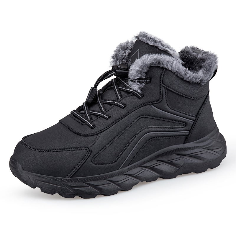 Winter Thick Warm Cotton-Padded Shoes Non-Slip Old Shoes Leather Surface Fleece-Lined Walking Shoes Mom And Dad Shoes Sneaker - Image 1