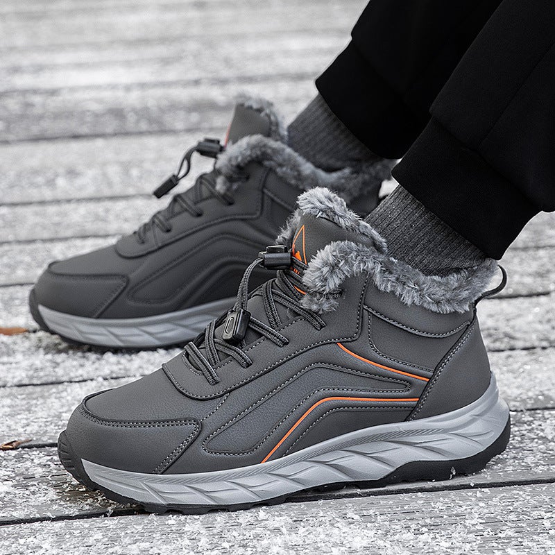 Winter Thick Warm Cotton-Padded Shoes Non-Slip Old Shoes Leather Surface Fleece-Lined Walking Shoes Mom And Dad Shoes Sneaker - Image 4