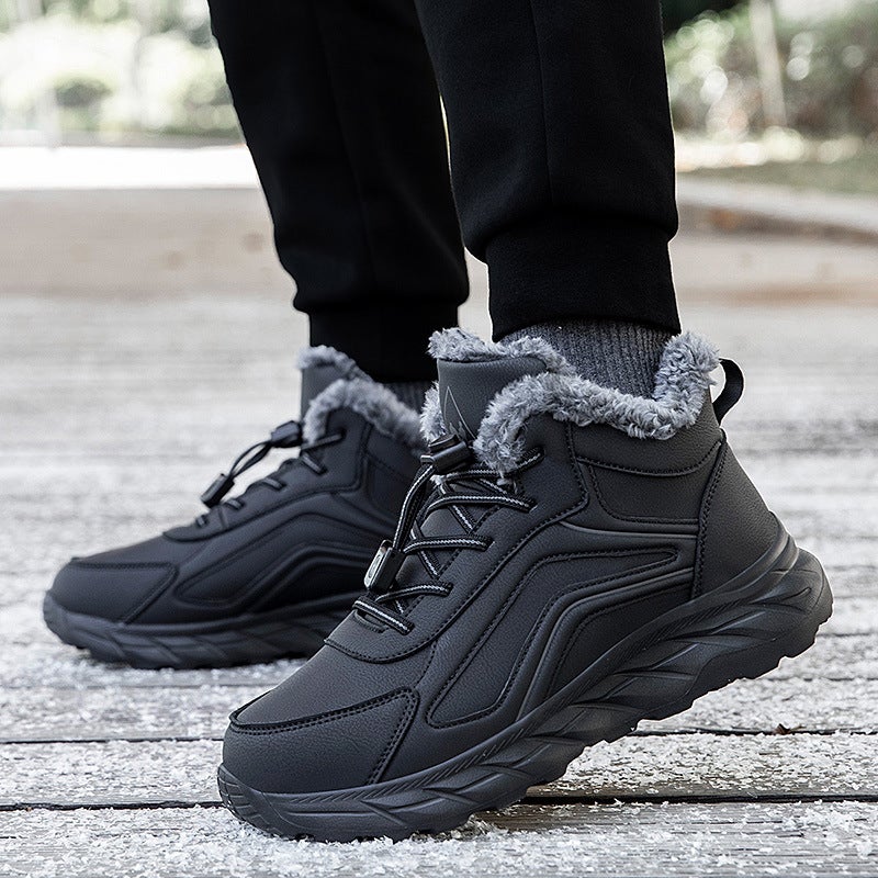 Winter Thick Warm Cotton-Padded Shoes Non-Slip Old Shoes Leather Surface Fleece-Lined Walking Shoes Mom And Dad Shoes Sneaker - Image 2