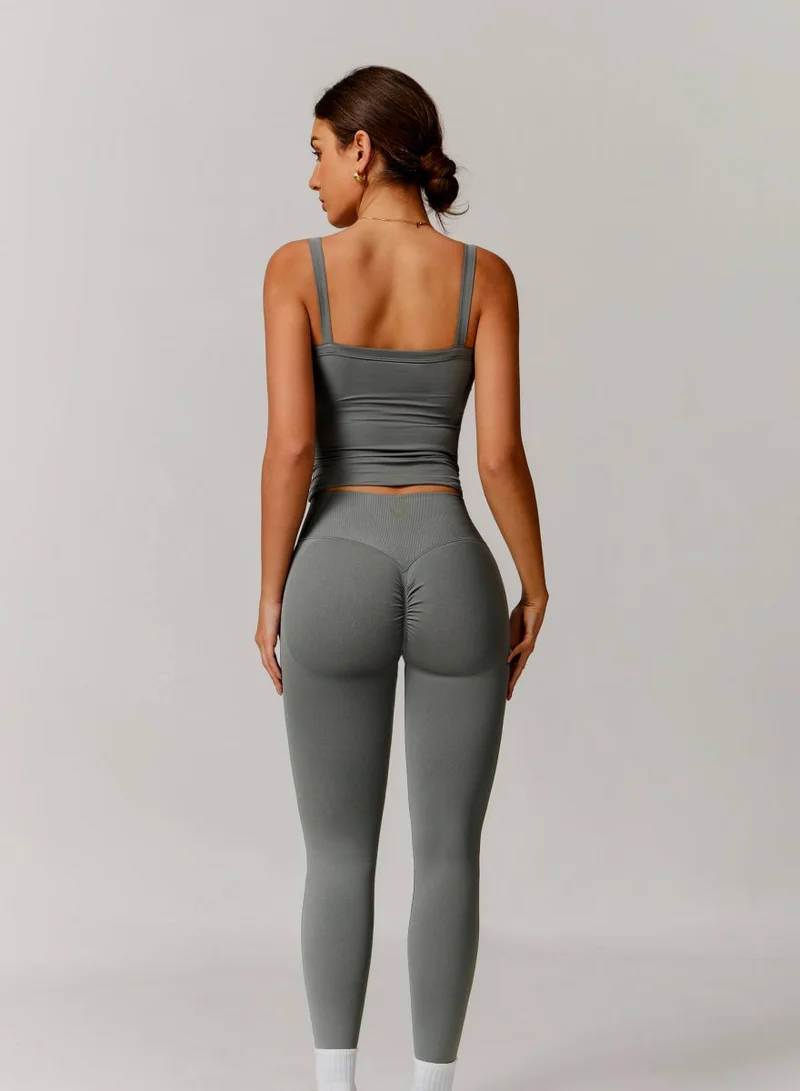 Kawn.yoga Mountain Mist Grey Womens Square Neckline Cami Top for Women | Best Price UAE