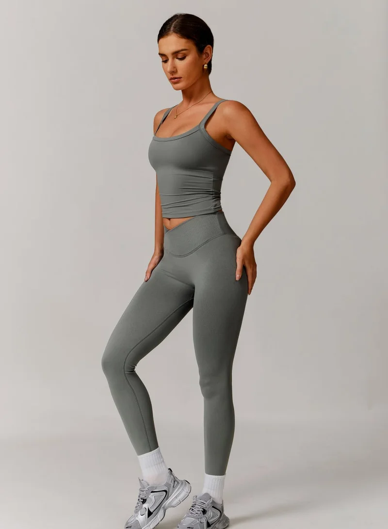 Kawn.yoga Mountain Mist Grey Womens Square Neckline Cami Top for Women | Best Price UAE