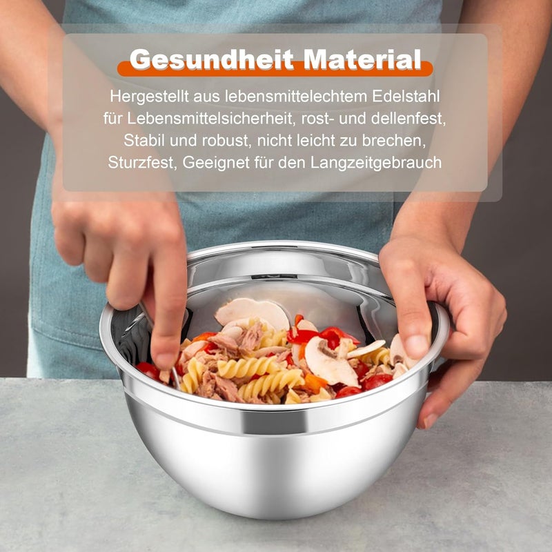 Herogo Mixing Bowl, Set of 5, Colourful, Stainless Steel Bowl with Airtight Lids, Metal Salad Bowl with 3 Grater Attachments for Preparing/Baking/Serving/Storage/Mixing, Dishwasher Safe - Image 3