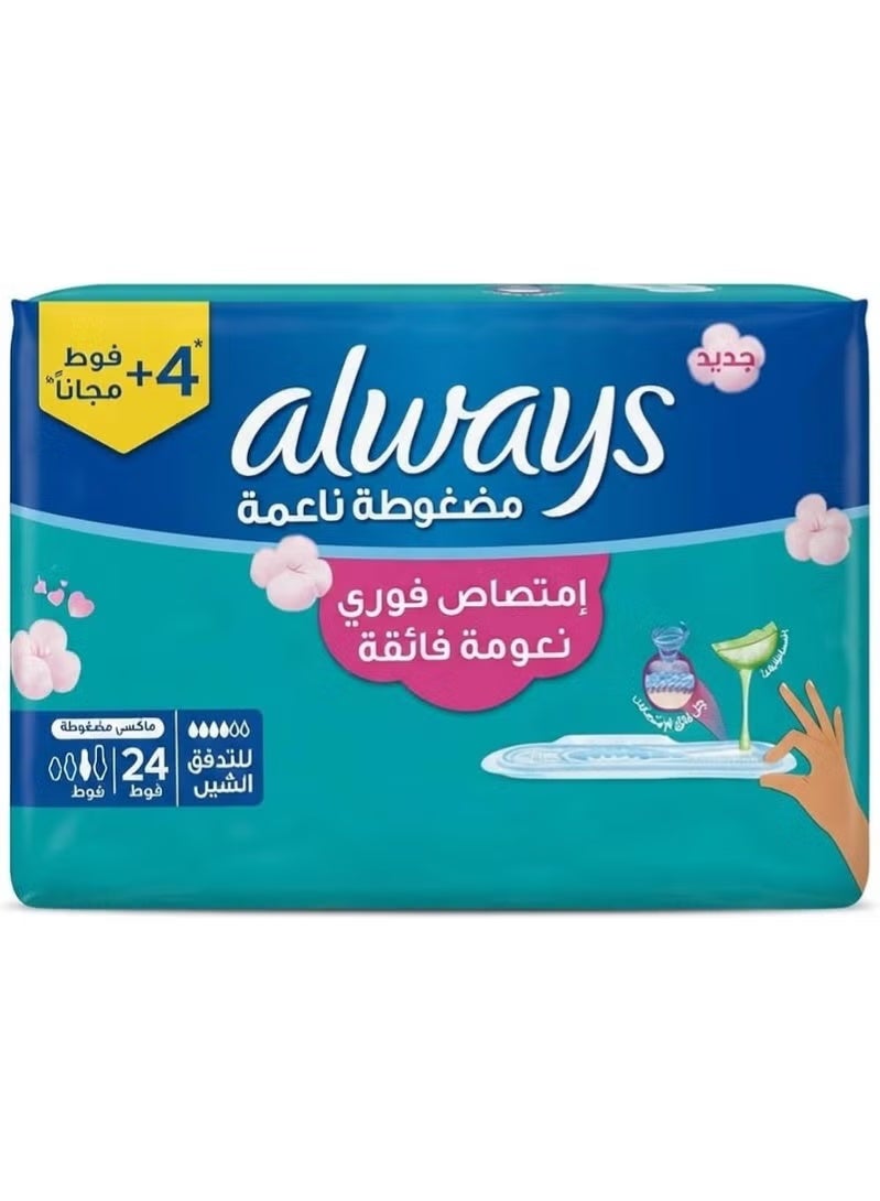 Always New Protect Plus, Thick, Extra Long Sanitary Pads, 24 Pads ++ 4 Free