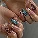 ASABITE 24Pcs Medium Almond Press on Nails French Tip Fake Nails with Brown Leopard Gold Line Design Glossy Reusable False Nail Artificial Acrylic Nails Press ons Holiday Stick on Nails for Women DIY Manicure - Image 2