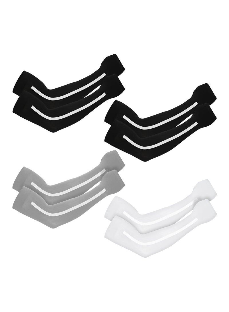 SYOSI 4 Pairs Arm Sleeve UV Sun Protection Arm Sleeves Cooling Sports Sleeve Anti Slip Ice Silk Arm Warmers Reflective Arm Covers for Men Women Golf Cycling Working Sleeves Supplies  - Image 1