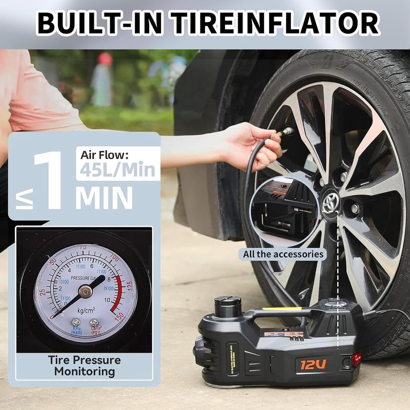 ROGTZ Electric Car Jack Kit 5 Ton 12V Hydraulic Jack with Impact Wrench and Tire Inflator Pump - Image 5