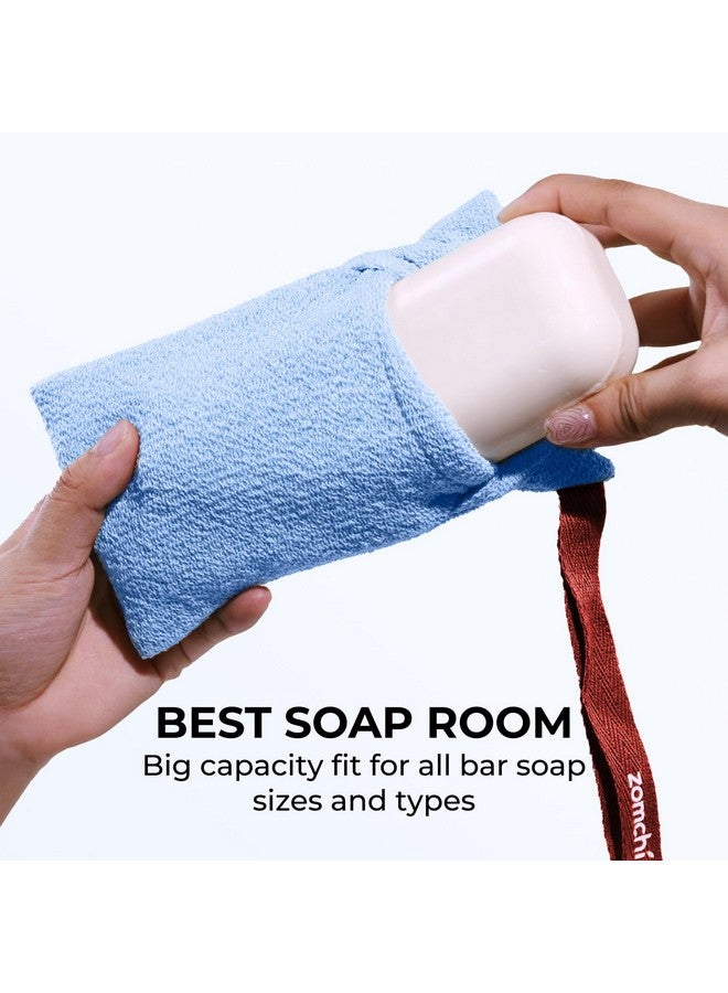 zomchi ZOMCHI 2 Pieces Soap Bags for Soap Bars with Different Roughness, Exfoliating Soap Saver Bags, Soap Pouch for Body Wash (Blue) - Image 5