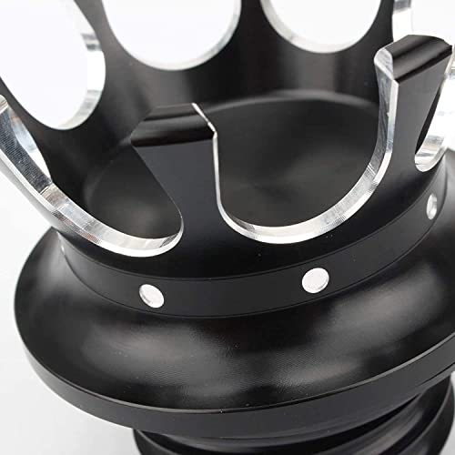 Motorcycle King Crown Gas Cap Fuel Tank Cover Right-hand Thread Reservoir Oil Cap Aluminum for Harley Sportster XL 1200 883 48 Road King Softail Dyna Touring (Black White) - Image 3