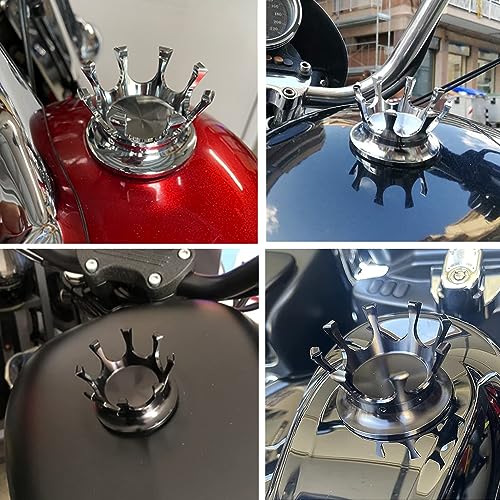 Motorcycle King Crown Gas Cap Fuel Tank Cover Right-hand Thread Reservoir Oil Cap Aluminum for Harley Sportster XL 1200 883 48 Road King Softail Dyna Touring (Black White) - Image 5