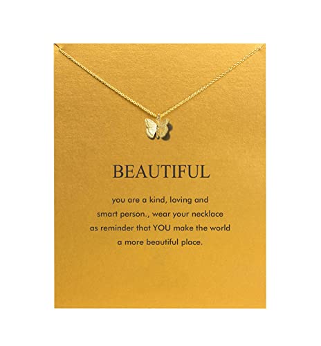 Baydurcan Butterfly Necklace for Women Butterfly Gifts Pendant Chain Necklace with Message Card (butterfly) - Image 1