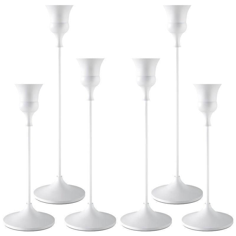 Showin Candlestick Holders White 6 Packs Taper Candle Holder for Candlesticks Candle Sticks Holder Decor for Home Decor - Image 2
