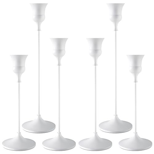 Showin Candlestick Holders White 6 Packs Taper Candle Holder for Candlesticks Candle Sticks Holder Decor for Home Decor - Image 1