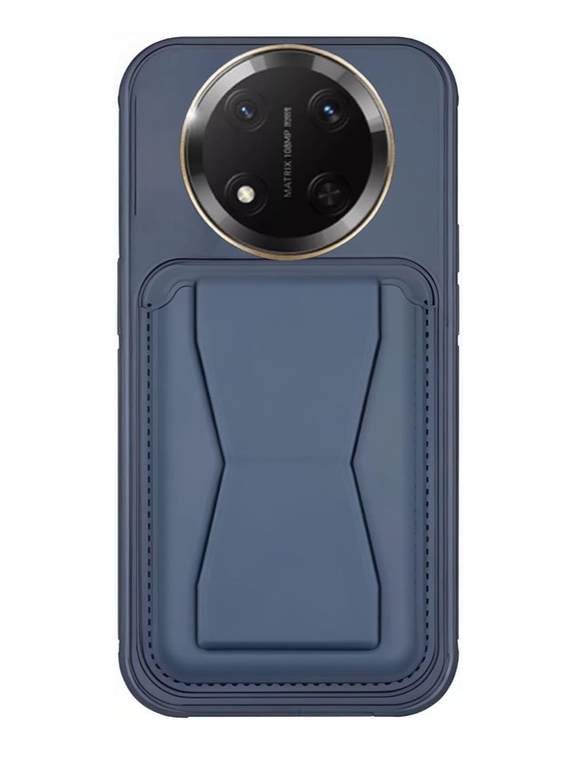 Leather Case Compatible for HONOR X9C Shockproof Leather Back Card Storage & case built-in Stand PU leather for a stylish look, comfortable grip (BLUE)