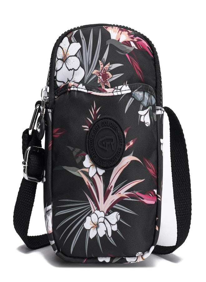 AOCINA Small Crossbody Bags for Women Teen Cute Cell Phone Purses Mini Wallet Bag Tiny Purse(Black Floral) - Image 1