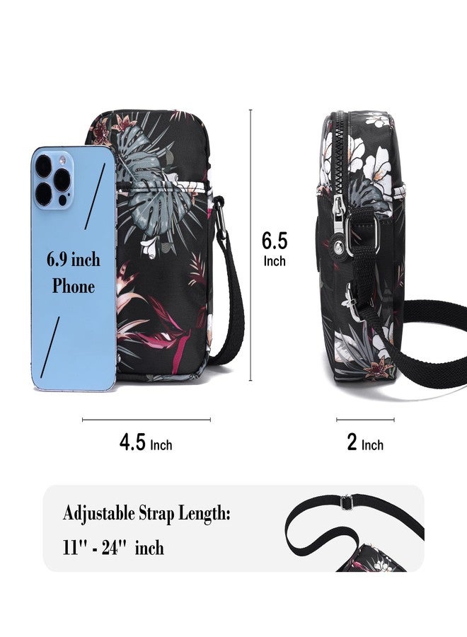 AOCINA Small Crossbody Bags for Women Teen Cute Cell Phone Purses Mini Wallet Bag Tiny Purse(Black Floral) - Image 2
