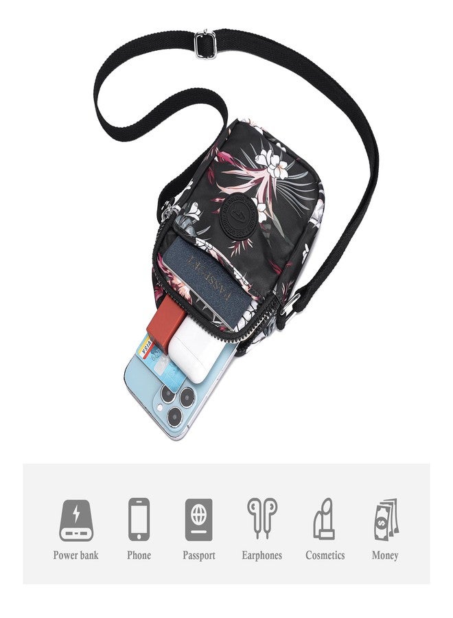 AOCINA Small Crossbody Bags for Women Teen Cute Cell Phone Purses Mini Wallet Bag Tiny Purse(Black Floral) - Image 5