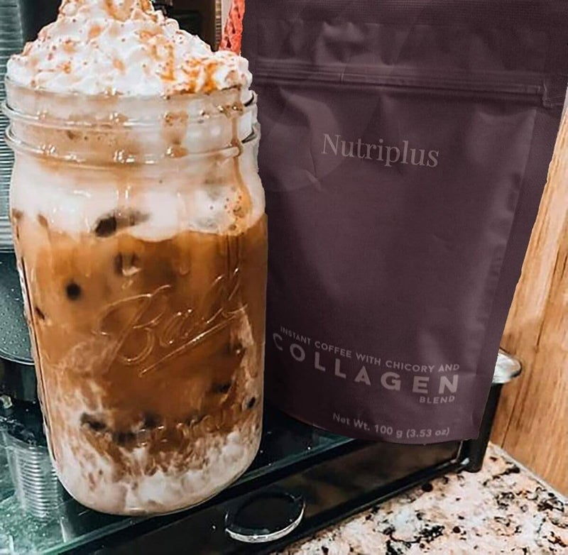 FARMASi Nutriplus Instant Coffee & Collagen Blend with Chicory, Medium Roast, Supports Skin & Joint Health, GMO & Gluten-Free, 3.53 oz (100g) - Image 4