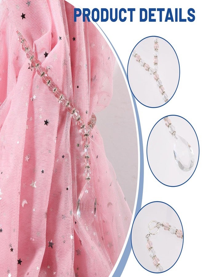 CHGCRAFT 2 Pcs Glass Beads Curtain Tiebacks Teardrop Glass Curtain Tieback Alloy Toggle Clasps Curtains Holdbacks for Home Office Decoration Floral White - Image 4
