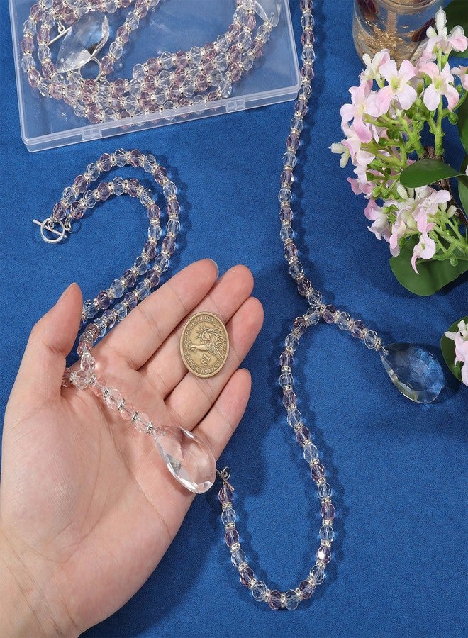 CHGCRAFT 2 Pcs Glass Beads Curtain Tiebacks Teardrop Glass Curtain Tieback Alloy Toggle Clasps Curtains Holdbacks for Home Office Decoration Floral White - Image 3