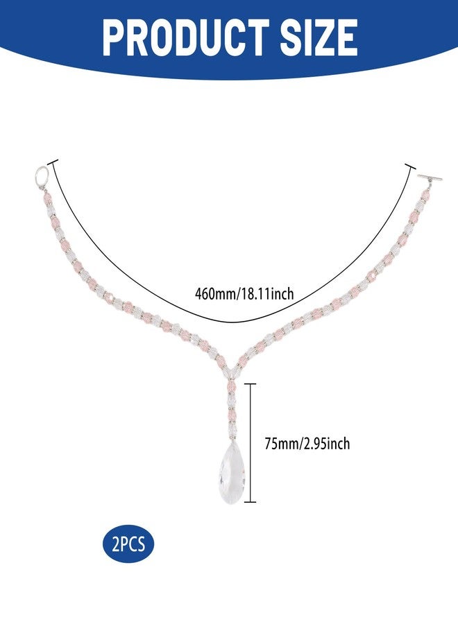 CHGCRAFT 2 Pcs Glass Beads Curtain Tiebacks Teardrop Glass Curtain Tieback Alloy Toggle Clasps Curtains Holdbacks for Home Office Decoration Floral White - Image 2