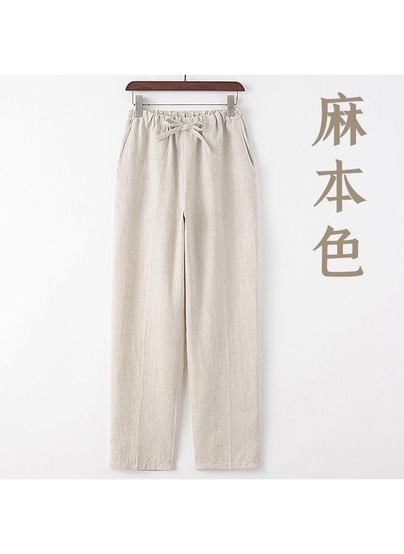 Generic - Mens Linen Pants Summer Casual Straight-Leg white - Image 1