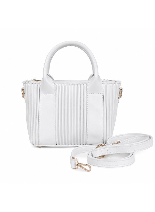 TRENDORA Women's Pleated Handbag – Top Handle Crossbody Purse with Detachable Shoulder Strap, Structured Fashion Bag - Image 1