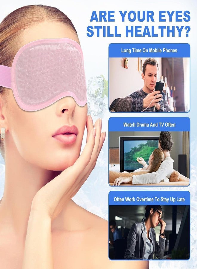 Swejos Cold Face Eye Masks Ice Face Mask Hot Cold Compress Dark Circles, Puffiness, Migraines, Headache, Stress, Redness, Cooling Face Masks for Women Man, Skin Care (Pink) - Image 2
