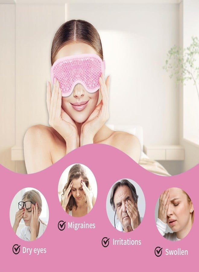 Swejos Cold Face Eye Masks Ice Face Mask Hot Cold Compress Dark Circles, Puffiness, Migraines, Headache, Stress, Redness, Cooling Face Masks for Women Man, Skin Care (Pink) - Image 4