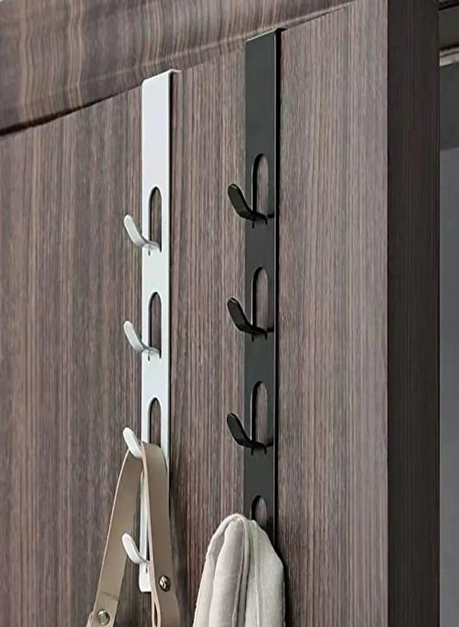 KYMIO Over The Door Hook Hanger, Heavy Duty Stainless Steel Door Hanging Organizer with 4 Hooks, No Drill Metal Overdoor Hook Rack for Clothes, Towels, Bags, Coats (Pack of 2) - Image 1