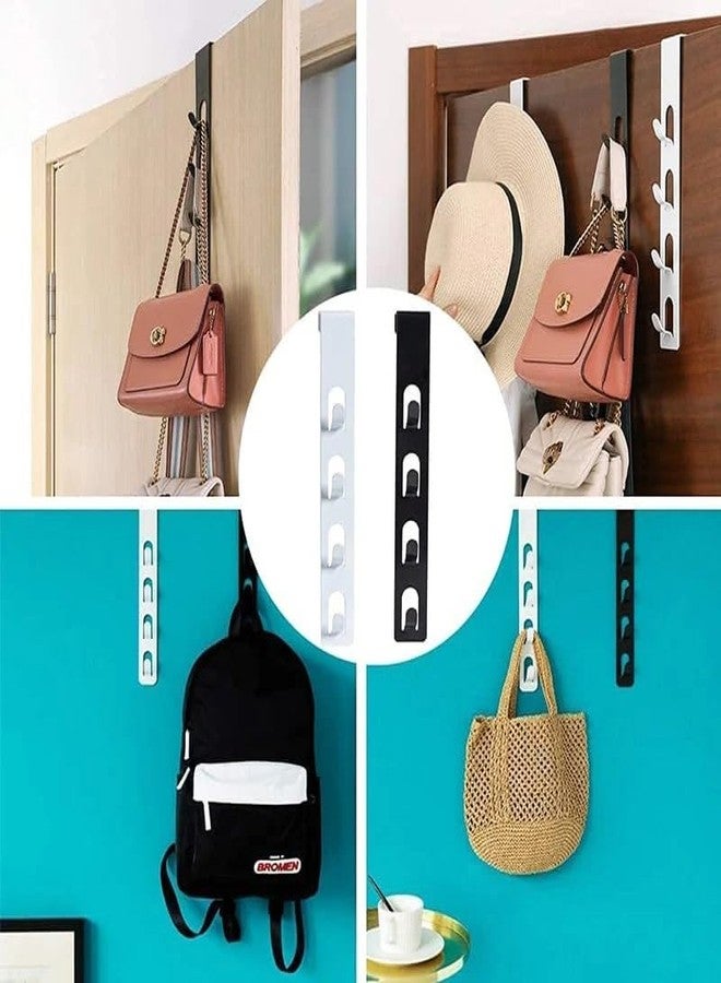 KYMIO Over The Door Hook Hanger, Heavy Duty Stainless Steel Door Hanging Organizer with 4 Hooks, No Drill Metal Overdoor Hook Rack for Clothes, Towels, Bags, Coats (Pack of 2) - Image 4
