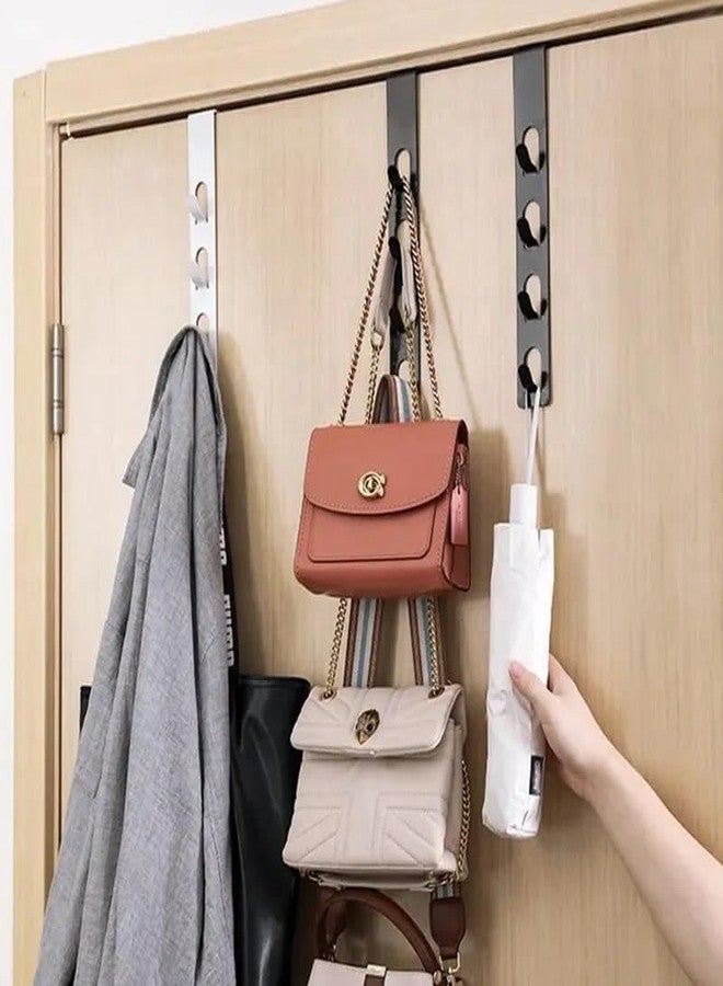 KYMIO Over The Door Hook Hanger, Heavy Duty Stainless Steel Door Hanging Organizer with 4 Hooks, No Drill Metal Overdoor Hook Rack for Clothes, Towels, Bags, Coats (Pack of 2) - Image 3