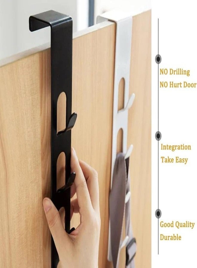 KYMIO Over The Door Hook Hanger, Heavy Duty Stainless Steel Door Hanging Organizer with 4 Hooks, No Drill Metal Overdoor Hook Rack for Clothes, Towels, Bags, Coats (Pack of 2) - Image 2