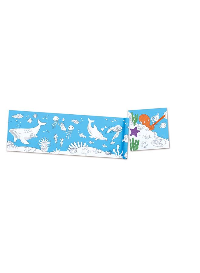 HAPE Ocean Doodle Paper Roll for Kids 3Y+ – Self‑Adhesive 40 × 520 cm Art Canvas with 4 Wax Crayons - Image 3