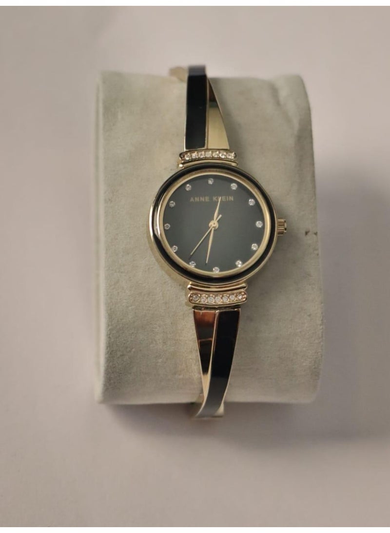 Anne Klein Women's Quartz Watch Gold and Black Bangle Design | Brand New Dress Watch with Stainless Steel Back & Crystal Accents AK/2216 - Image 1