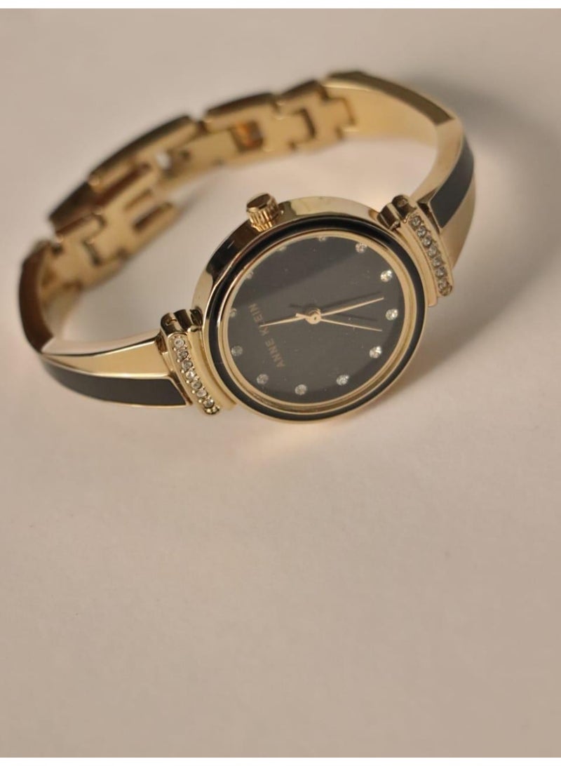 Anne Klein Women's Quartz Watch Gold and Black Bangle Design | Brand New Dress Watch with Stainless Steel Back & Crystal Accents AK/2216 - Image 2