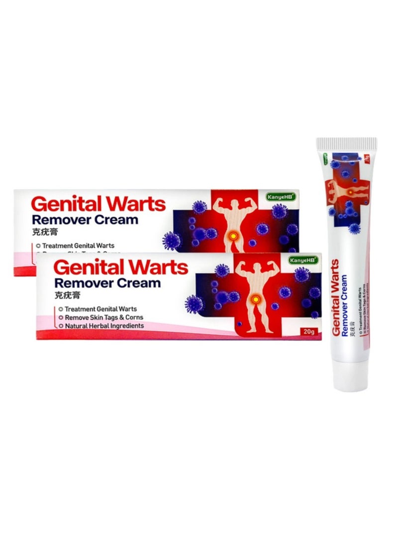 KanyeHB 2-PACK Wart Removal Cream,  Wart Remover for Genital Warts, Plantar Warts, Common Warts, Corns, Wart Cream 20g*2 - Image 1