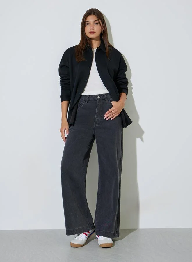 ستايلي Black Longline Oversized Shacket