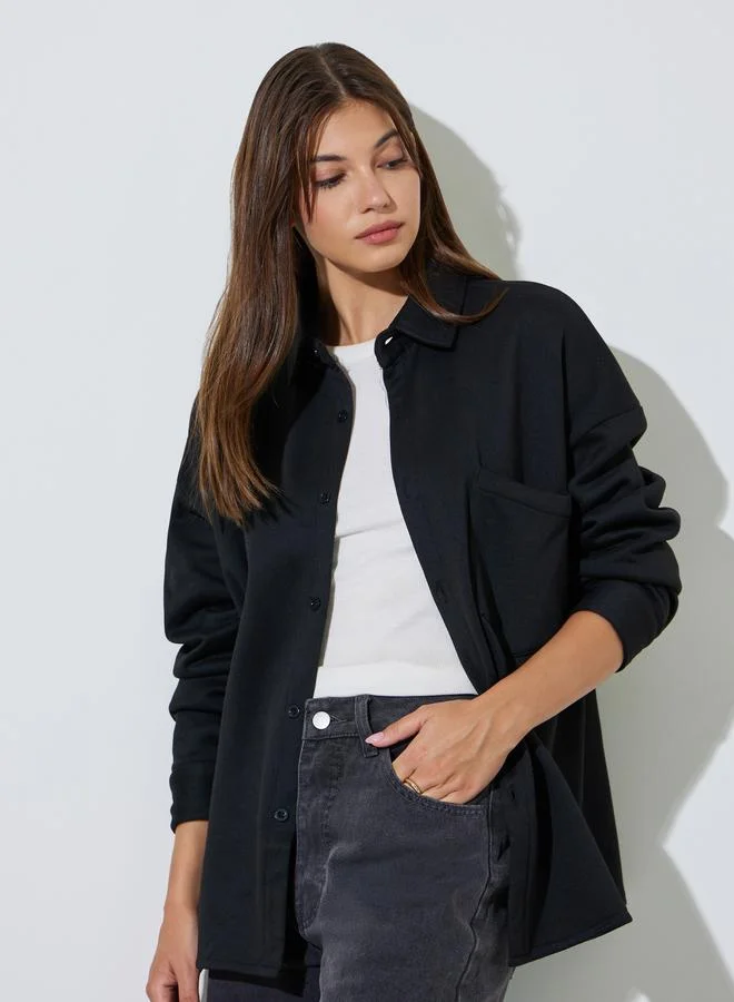 ستايلي Black Longline Oversized Shacket
