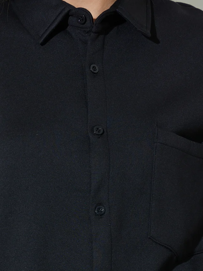 Styli black Styli Black Longline Oversized Shacket for Women | Best Price UAE