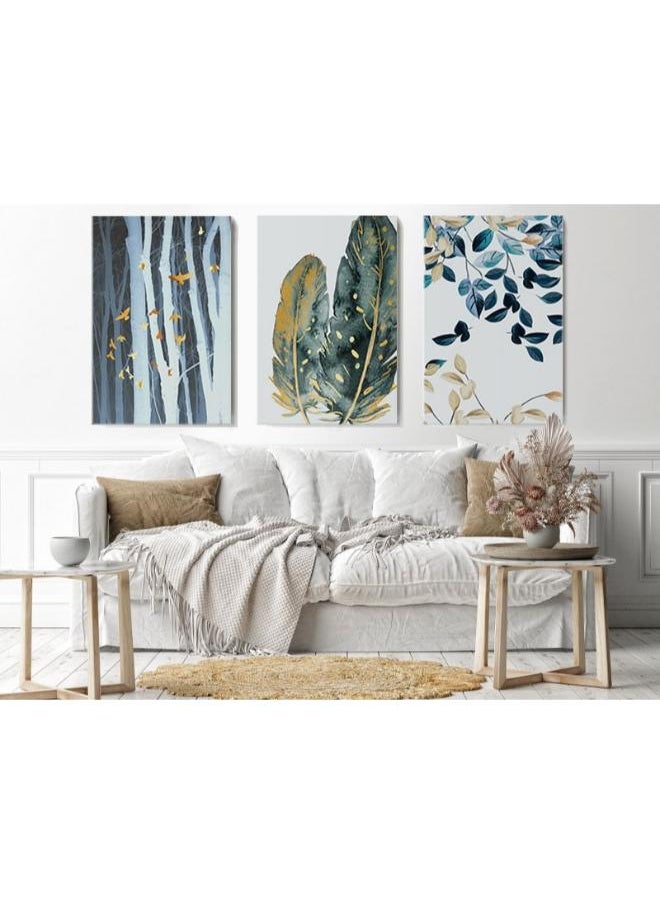 Home Gallery - home gallery set three minimalist geometric pattern art hand painted Printed Canvas wall art - Image 1