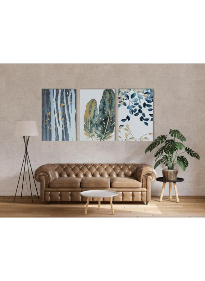 Home Gallery - home gallery set three minimalist geometric pattern art hand painted Printed Canvas wall art - Image 1