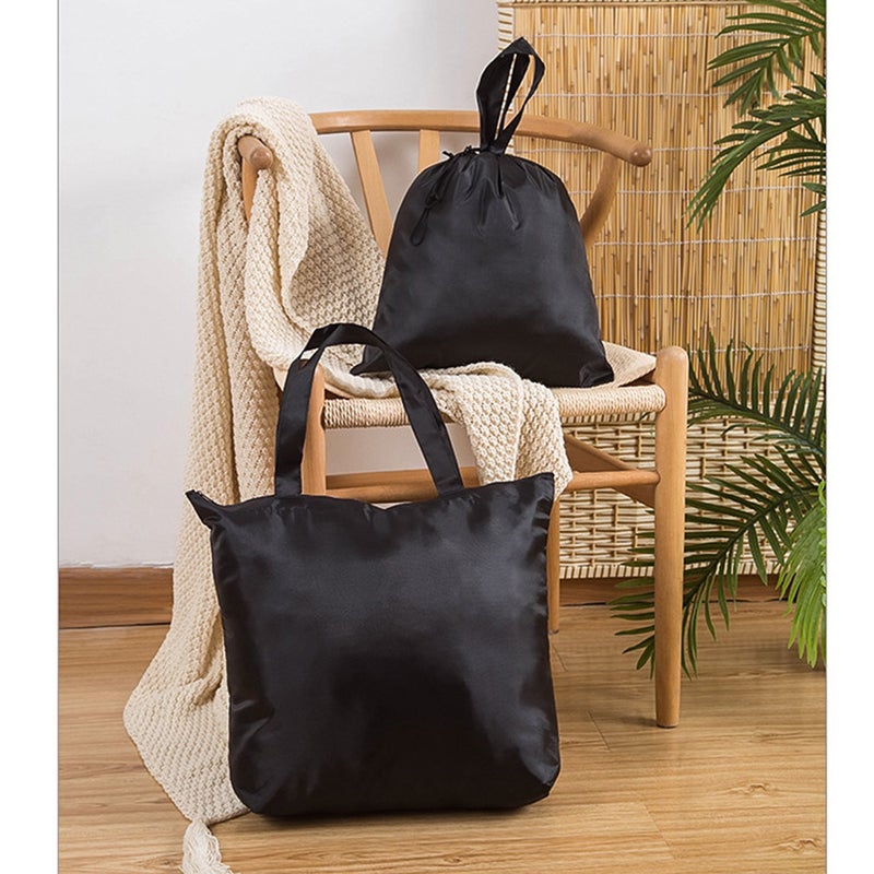 2pcs Polyester Shopping Bag Portable Drawstring Bag Dirt-resistant Folding Storage Pouch for Home Outdoor - Image 2