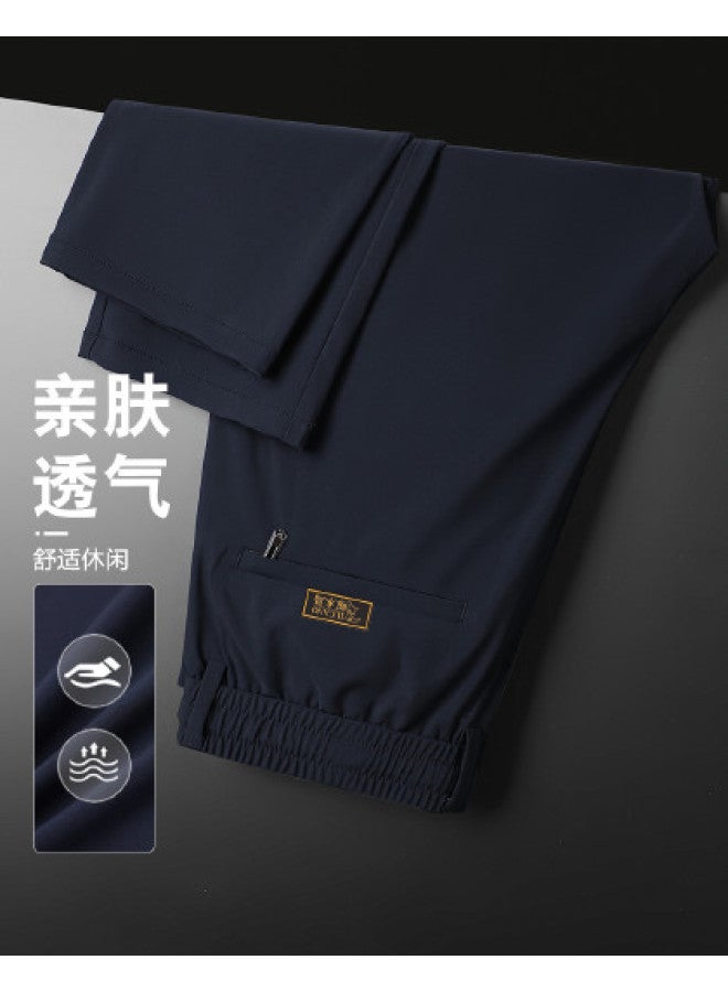 Tucano new Summer Men's Elastic Waist Lightweight Breathable Business Casual Straight Leg Pants - Image 1