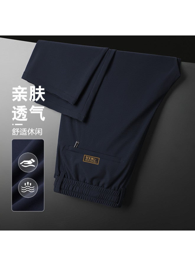 Tucano new Summer Men's Elastic Waist Lightweight Breathable Business Casual Straight Leg Pants - Image 2