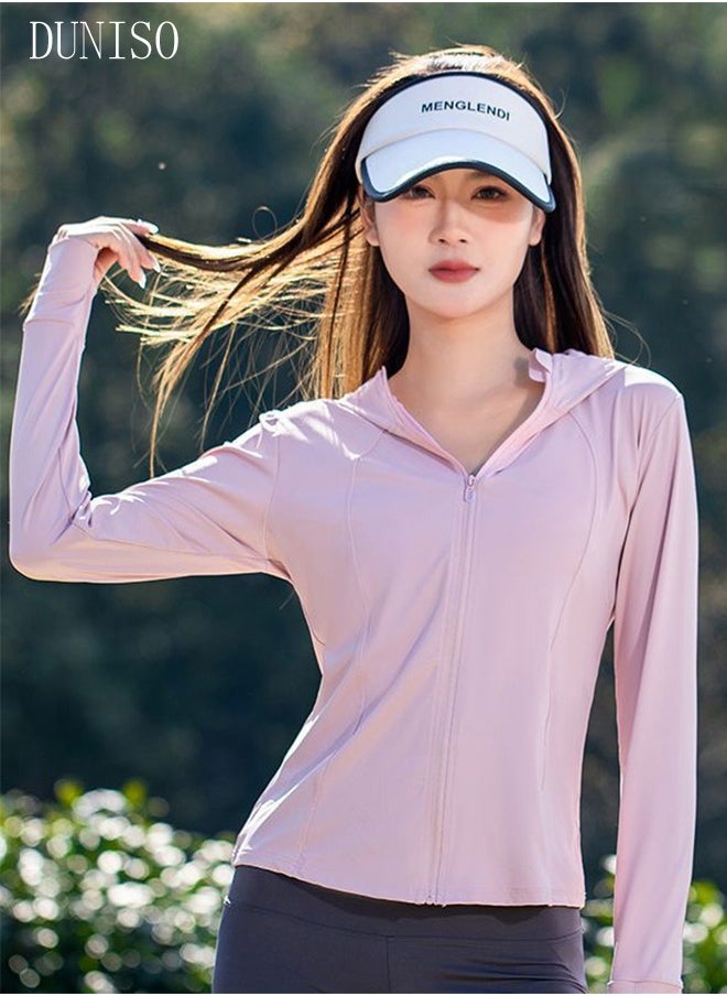 DUNISO - Lightweight Sun Protection Clothing For Women, UPF 50+ Long Sleeve Sun Protection Hoodie Shirt, Long Sleeve Ice Silk Hoodie Shirts for Outdoor Climbing Hiking - Image 1