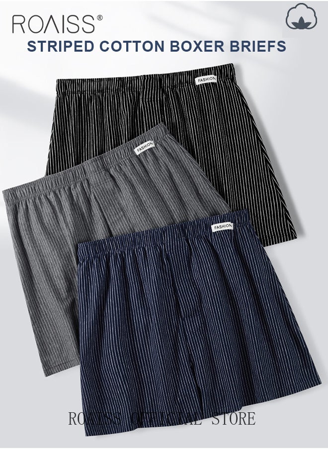 roaiss - 3 Pack Plus Size Men Arolo Shorts  Pure Cotton Fabric Loose Fit Design Youth Boxer Briefs Comfortable Underwear Lounge Pants and Casual Shorts for Men Skin Friendly and Soft - Image 1